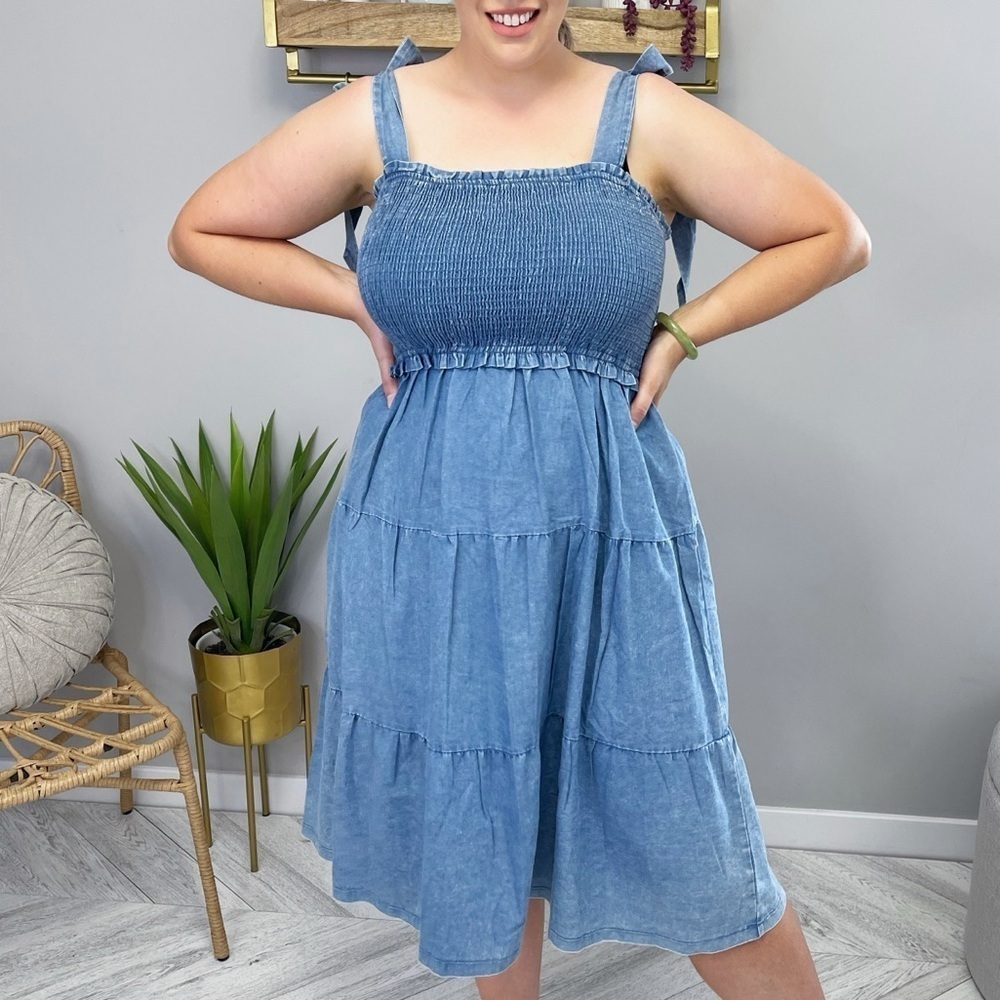 Women's Soft Blue Jean Sleeveless Dres
